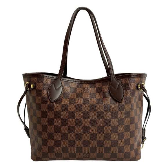 LOUIS VUITTON Authentic Brown Damier Leather Neverfull PM Shoulder Bag